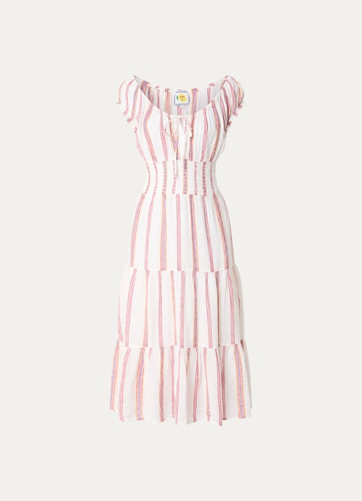 Rails Daria midi jurk met streeprint - voorkant 2 creme
