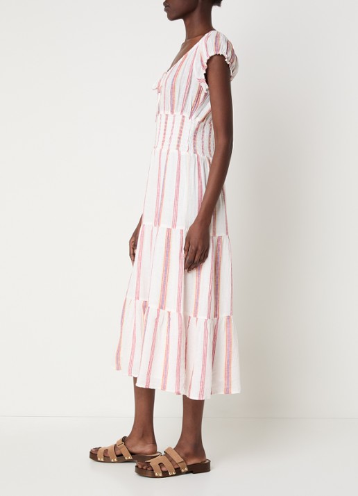 Rails Daria midi jurk met streeprint - voorkant 3 creme