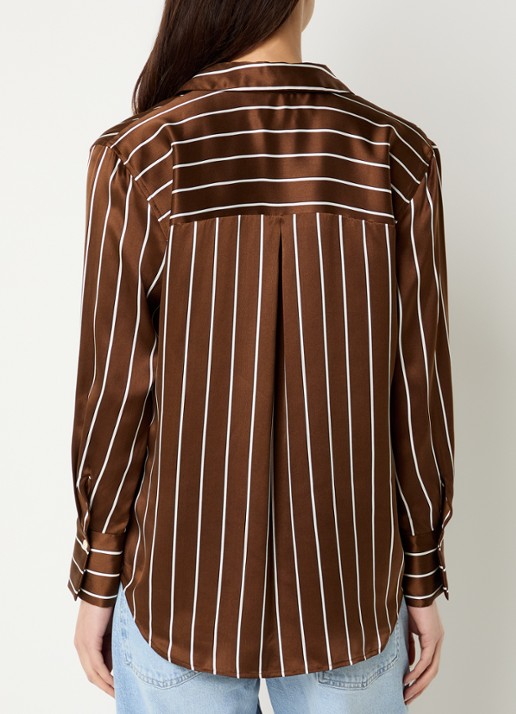 Rails Dorian blouse van zijde met streepprint - achterkant 2 bruin