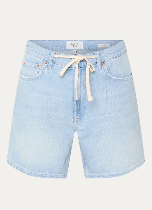 Rails Dume mid waist straight fit korte broek van denim - voorkant lichtblauw
