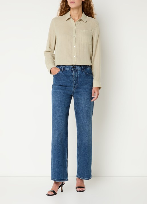 Rails Ellis blouse van  katoen met borstzak - voorkant 4 lindegroen