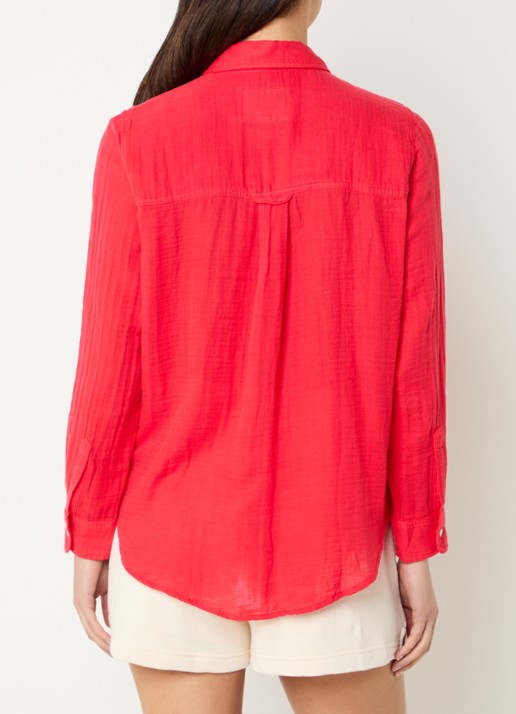 Rails Ellis blouse van  katoen met borstzak - achterkant 4 rood