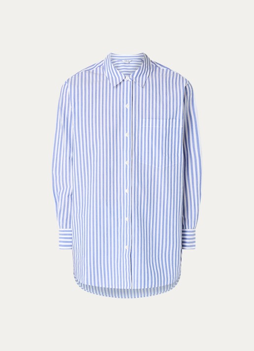 Rails Elsa blouse met streepprint - voorkant 3 lichtblauw