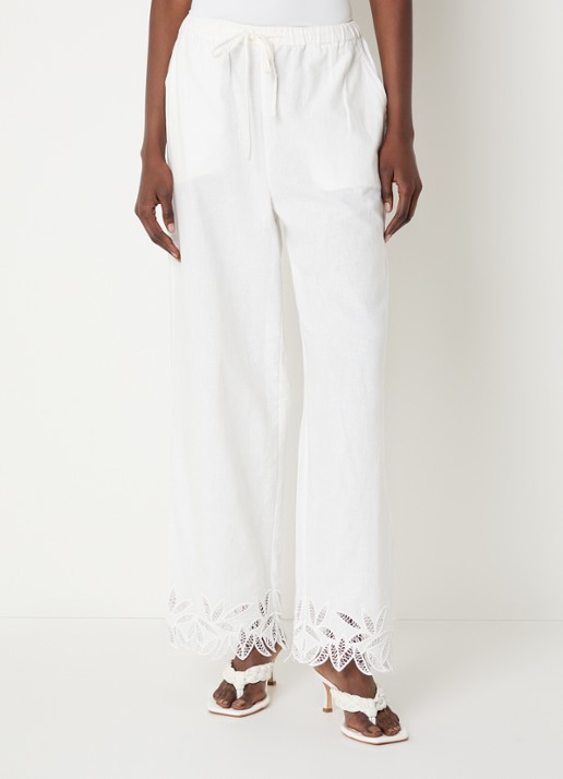 Rails Emmie mid waist loose fit broek met steekzakken en broderie