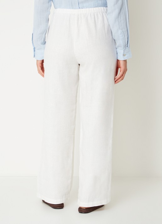 Rails Emmie mid waist loose fit broek van linnen met steekzakken - achterkant 2 wit
