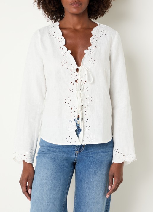 Rails Fleur blouse met broderie en V-hals