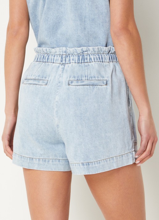 Rails Foster high waist loose fit korte broek van denim - achterkant lichtblauw