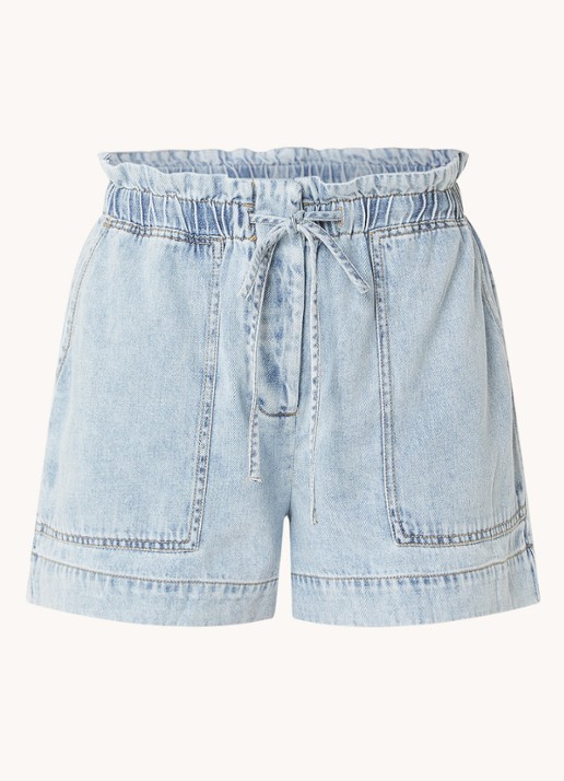 Rails Foster high waist loose fit korte broek van denim - voorkant 2 lichtblauw
