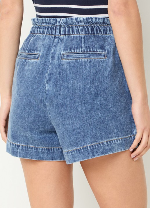 Rails Foster high waist straight fit korte broek  met steekzakken - achterkant indigo