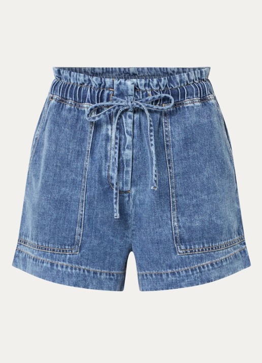Rails Foster high waist straight fit korte broek  met steekzakken - voorkant 2 indigo