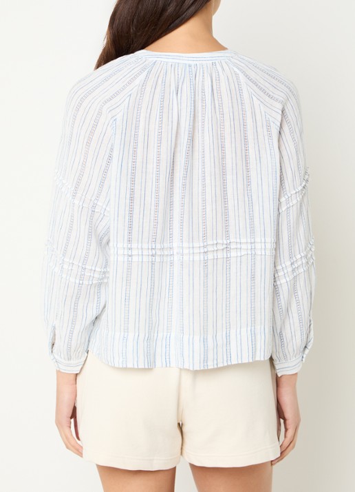 Rails Frances blouse in linnenblend met streepprint - achterkant gebroken wit