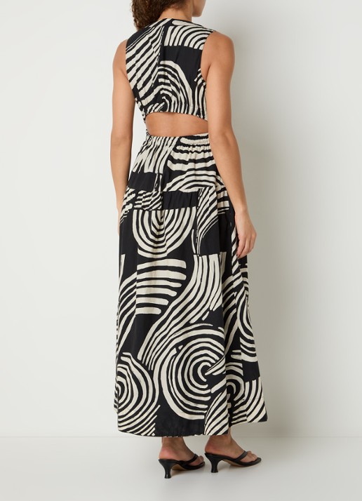 Rails Genevieve maxi jurk met print en steekzakken  - achterkant beige