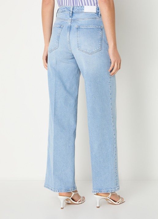 Rails Getty high waist loose fit jeans met lichte wassing - achterkant 5 lichtblauw