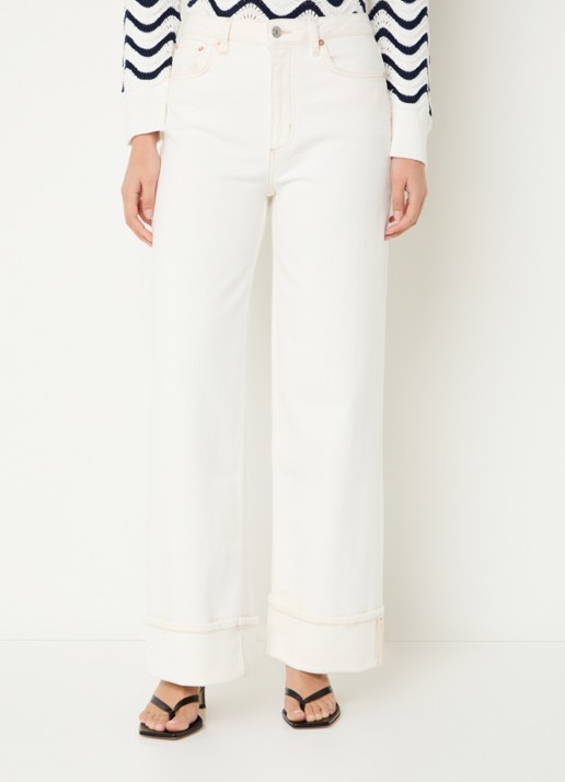Rails Getty high waist wide leg jeans met gekleurde wassing - detail 4 gebroken wit