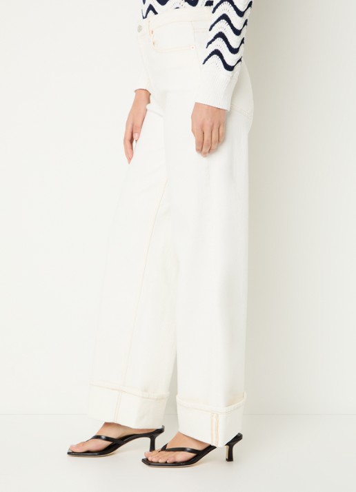 Rails Getty high waist wide leg jeans met gekleurde wassing - detail 5 gebroken wit