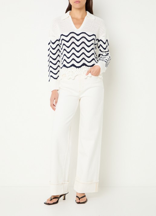 Rails Getty high waist wide leg jeans met gekleurde wassing - voorkant 2 gebroken wit