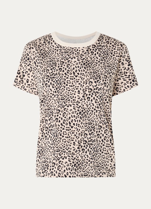 Rails Girlfriend T-shirt met panterprint - voorkant 3 creme