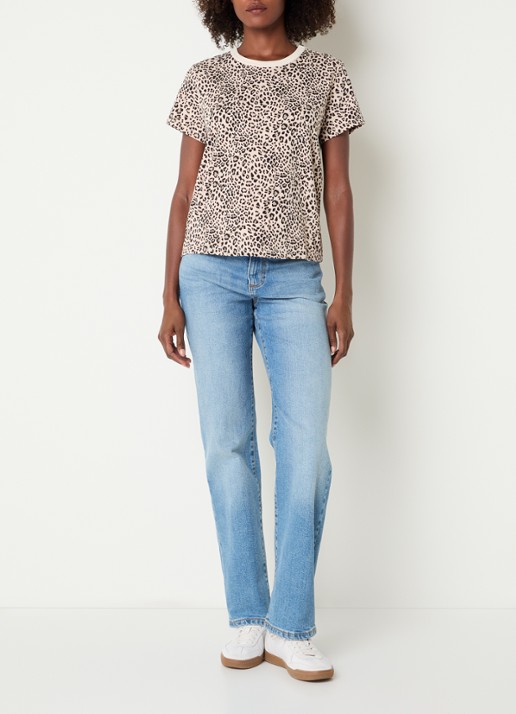 Rails Girlfriend T-shirt met panterprint - voorkant 4 creme