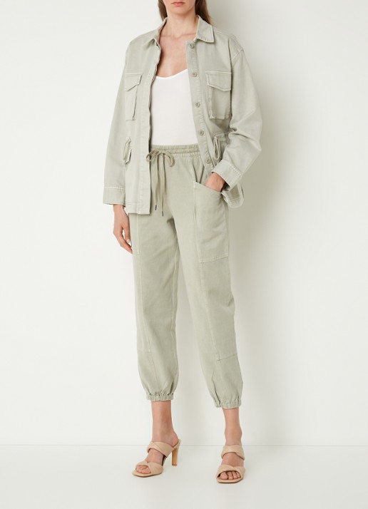 Rails Haven high waist cropped tapered fit cargobroek  - voorkant 4 khaki