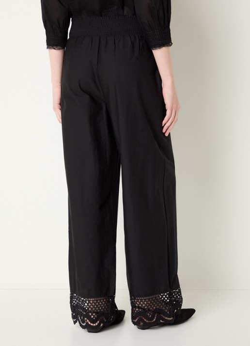 Rails Henrik high waist loose fit broek met broderie - achterkant zwart