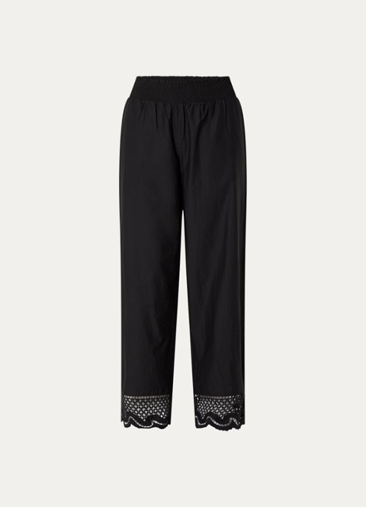 Rails Henrik high waist loose fit broek met broderie - voorkant 3 zwart
