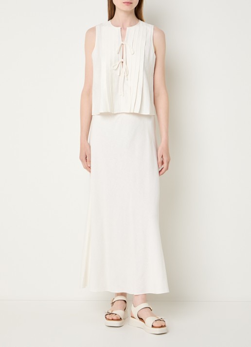 Rails High waist maxi rok in linnenblend - voorkant 3 ivoor