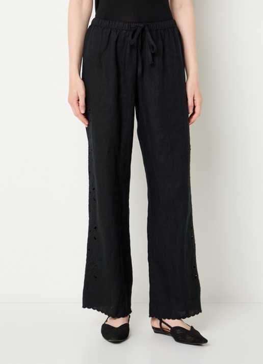 Rails High waist wide fit pantalon van linnen