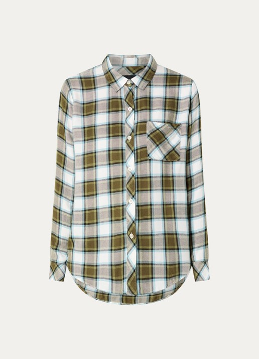 Rails Hunter blouse met ruitdessin - voorkant olijfgroen