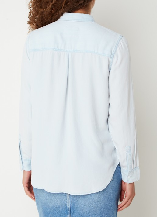 Rails Ingrid blouse  met borstzak - achterkant lichtblauw