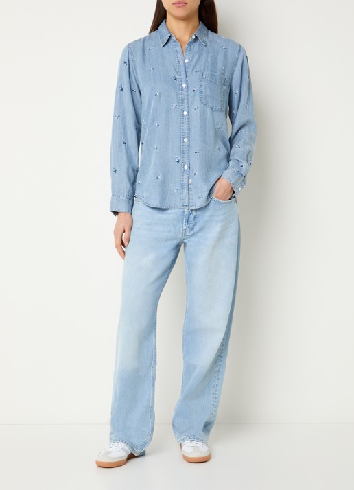 Rails Ingrid blouse van chambray met borstzak - voorkant 3 indigo