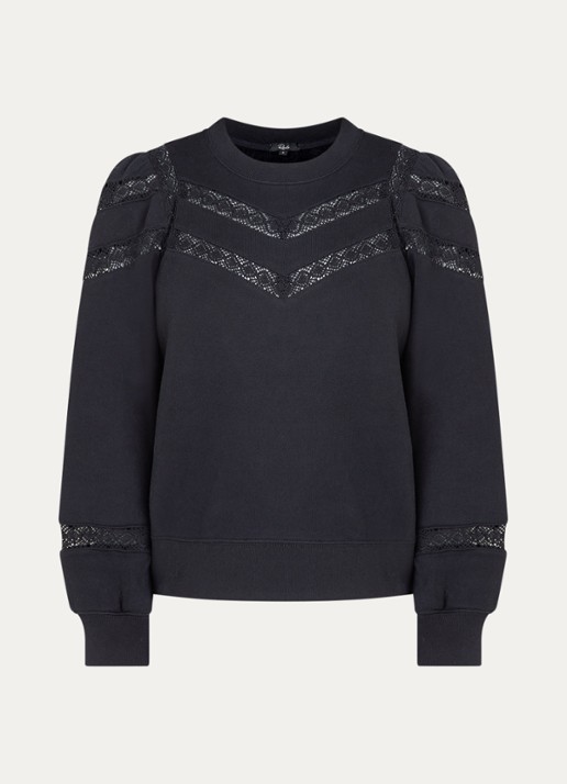 Rails Isles sweater met broderie - voorkant 2 zwart