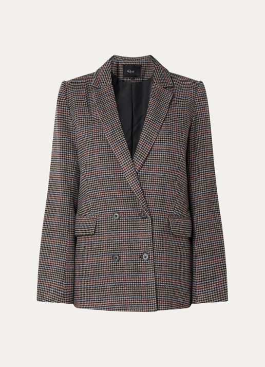 Rails Jac blazer in wolblend met tweed-look en ruitdessin - voorkant 3 donkerkhaki