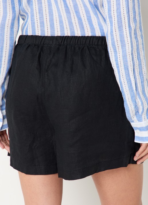 Rails Jenner high waist straight fit korte broek van linnen - achterkant zwart