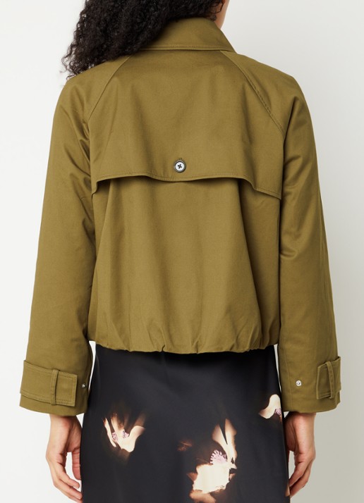 Rails Jetta trenchcoat met asymmetrisch detail en klepzakken - achterkant olijfgroen