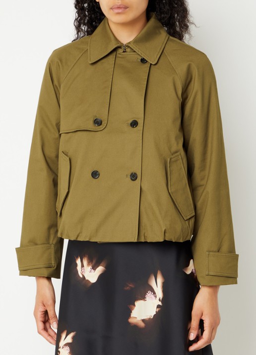 Rails Jetta trenchcoat met asymmetrisch detail en klepzakken - detail 4 olijfgroen