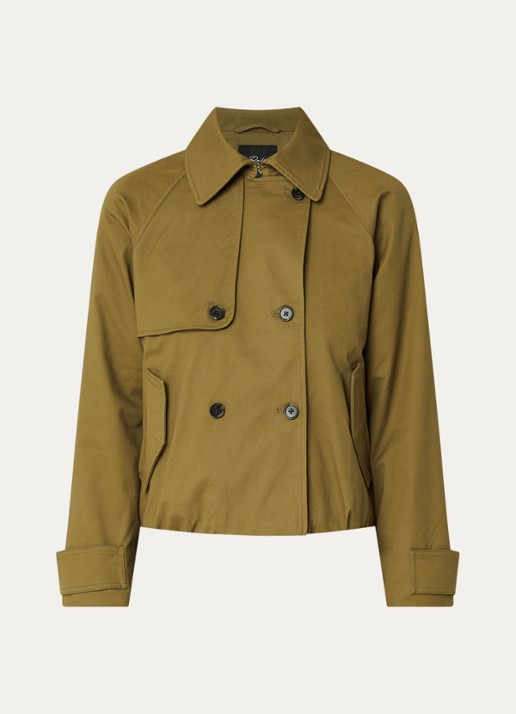 Rails Jetta trenchcoat met asymmetrisch detail en klepzakken - voorkant 2 olijfgroen