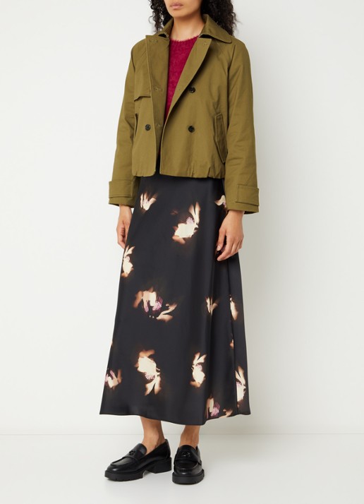 Rails Jetta trenchcoat met asymmetrisch detail en klepzakken - voorkant 3 olijfgroen