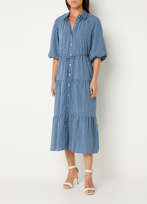 Rails June maxi A-lijn blousejurk met streepprint en strikceintuur