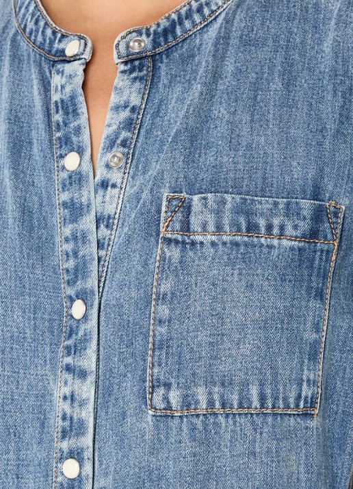 Rails Kahlo midi jurk van chambray met volant - detail 5 blauw