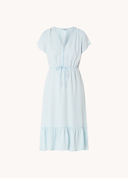 Rails Kiki midi jurk  met strikceintuur - voorkant 3 lichtblauw