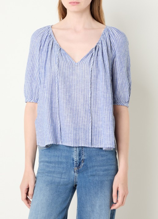 Rails Kirstie tuniek in linnenblend met streepprint en pofmouw
