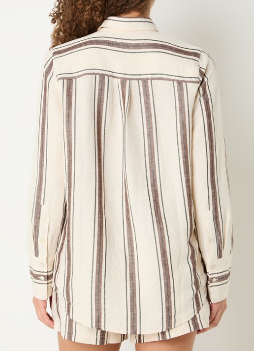 Rails Knox blouse met streepprint in linnenblend - achterkant creme