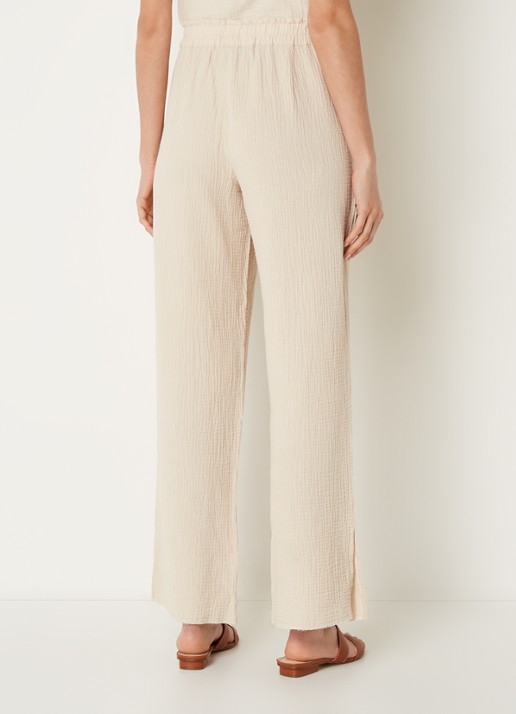 Rails Leon high waist wide fit broek van  katoen  - achterkant donkerbeige