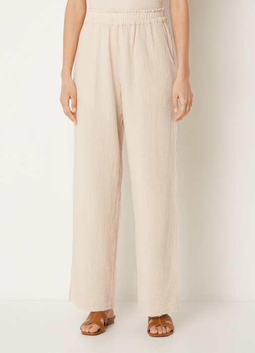 Rails Leon high waist wide fit broek van  katoen  - detail 4 donkerbeige