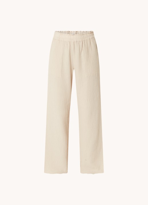 Rails Leon high waist wide fit broek van  katoen  - voorkant 2 donkerbeige
