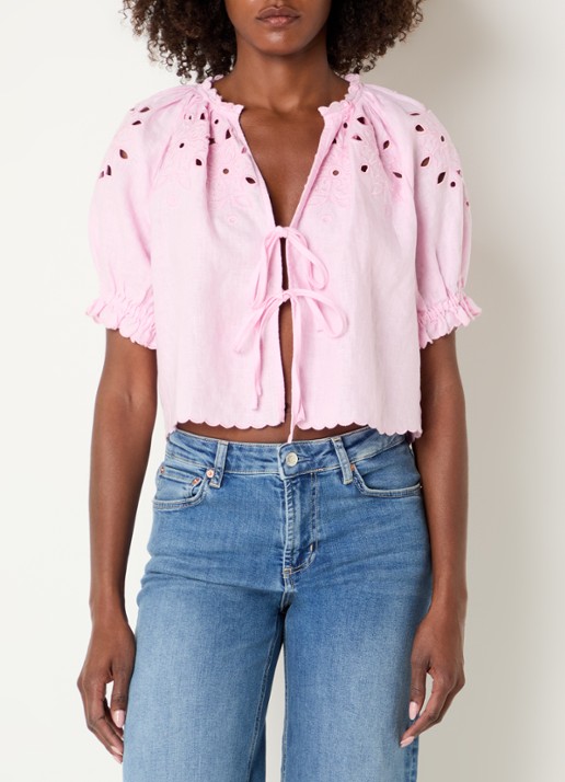 Rails Lizbeth blouse van linnen met broderie
