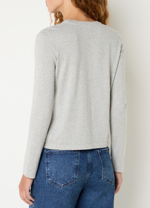 Rails Longsleeve in kasjmierblend met ronde hals - achterkant lichtgrijs