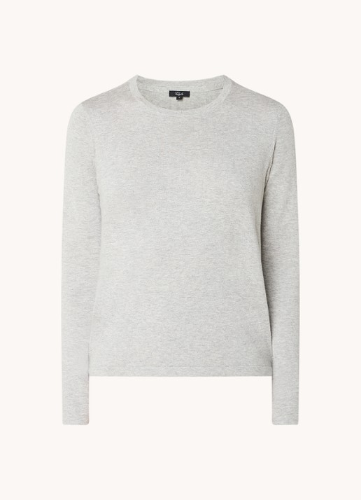Rails Longsleeve in kasjmierblend met ronde hals - voorkant 3 lichtgrijs