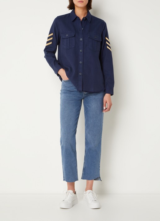 Rails Loren blouse  met borstzakken - voorkant 2 donkerblauw