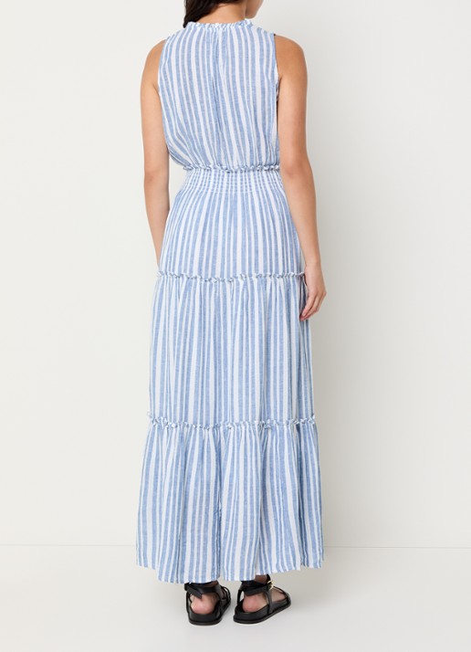 Rails Loulou gelaagde maxi jurk in linnenblend met streepprint - achterkant donkerblauw